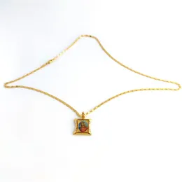 Pingente sagrado leal mãe 18 k amarelo ouro maciço gf cz senhora maria deusa ícone colar fino corrente 600mm 24 polegadas260p