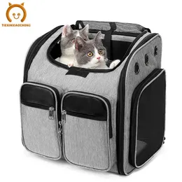 Escovas gato transportadora mochila para gatos médios grandes design ventilado pet viagem transportadora mochila cão gato bolsa de transporte viagem caminhadas