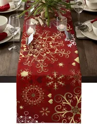 طاولة عداء عيد الميلاد Snowflake Red Table Runner Clann Clann Cover Cover Cover Decords Christmas For Home Navidad Noel Gifts tablecloth 231216