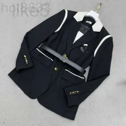 Women's Suits & Blazers designer Designer 2023 Autumn/winter New Style Elegant with Belt Contrast Polo Collar Suit Coat 36PA CPPC