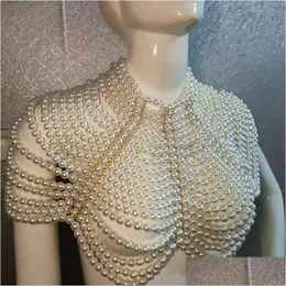 Kolye Kolyeler Kolye Kolyeler Retro Patkol Göster Shoder Zincir Elbise Düğün Performansı Abartılı İnci Üst Göğüs Boynu Boyun Dhet5