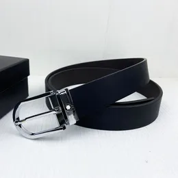 Cinture da uomo di design Cinture in metallo con fibbia liscia per uomo Cinturino in pelle nera di alta qualità Casual Sport Business Studenti Cintura per pantaloni Jeans 3.4CM