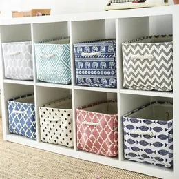 Cube Canvas Fabric Storage Storage Basket Compley صندوق تخزين قابل للطي للحضانة سلة غسيل ملابس المنظم مع Handled260e