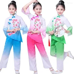 Scena noszenie dziewcząt taniec klasyczny Wysokiej jakości haft haft eleganckie kostiumy fan kostium jiangnan parasol hanfu