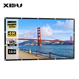 Projection Screens XIDU 16 9 Portable Black border with holes Metal Projector Screen Curtain 80150 Inch Home Outdoor Office HD 231215