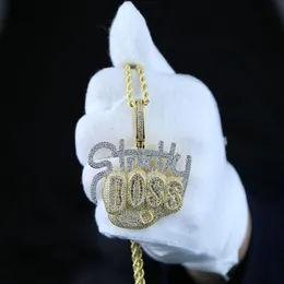 Iced ut gnistrande halsband bling Baguette Cubic Zirconia CZ Intial Name Boss Letters Pendent Halsband för män Boy Charm Hip Hop J243b