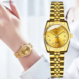 Montres femmes Montres femmes Top marque de luxe 2022 mode diamant dames montres en acier inoxydable or maille bracelet femme montre à Quartz L231216