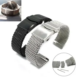 Relógio Bandas Sólido 22mm para Breit-Ling Watchband 5 Malha Aço Inoxidável Homem Strap Flat End Preto Prata Rápida Liberação Seguro Buc210Q