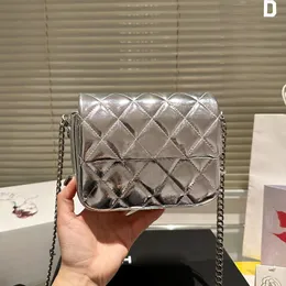 18/21cm Bolsa de ombro feminina designer clássica aba diamante treliça prata/ouro hardware corrente de metal acolchoado couro brilhante bolsa de corpo cruzado bolsa de luxo 3 cores