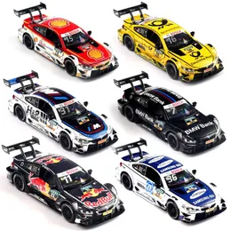 Modelo Diecast RMZ City 1/32 Alloy Diecast M4 DTM M8 GTE Modelo de brinquedo de carro Sound Light puxar para trás brinquedos de veículos esportivos para meninos coleção de presentes 231208