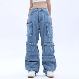 Y2K – jean multi-poches pour femmes, pantalon droit, taille haute, jambes larges, de haute qualité, best-seller, rue Hip-hop, nouvelle collection 2023