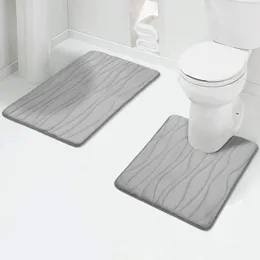 Tappeto Olanly 2 pezzi Set tappeto da bagno Tappetino per doccia assorbente antiscivolo Tappetino per WC in memory foam morbido Tappeto a forma di U Tappetino da bagno rettangolare 231215