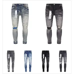 Lila designer för män jeans vandring byxa rippade hip hop high street mode varumärke pantalones vaqueros para hombre motorcykel tröja98