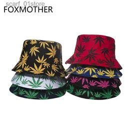 Geniş Memlu Şapkalar Kova Şapkaları Foxmother Yeni Punk Siyah Yeşil Kırmızı Yaprak Ot Balıkçı Cs Kova Şapkaları Hip Hop Gorro Açık Erkekler Dropshipl231216