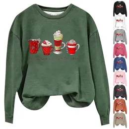 Felpe con cappuccio da donna Christmas Have Youself A Merry Little Coffee Felpa con cappuccio girocollo a maniche lunghe stampata con lettera