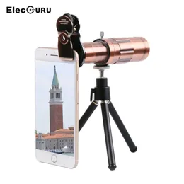 Hållare 6 i 1 Universal Phone Camera Lens Kit 20X Zoom tele -lins med lins cap clip stativ för iPhone Huawei Samsung smartphone