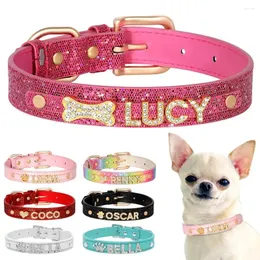 犬の首輪パーソナライズされた小さな犬Chihuahuua Collar Bling Rhinestone無料カスタムペット猫名チャームアクセサリー