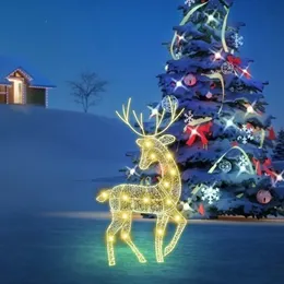 Garden Decorations 3PCS Christmas Reindeer Family Lighted Deer Decoration LED Lights Glowing Xmas Home Outdoor Sculpture 231216