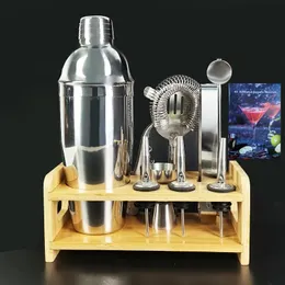 Bar Tools 10-teiliges Set 750 ml Cocktail-Shaker mit Holzständer, Barkeeper-Shaker 231216