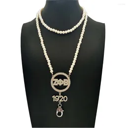 Collane con ciondolo Associazione femminile Collana di gioielli in metallo smaltato con lettera greca ZPB