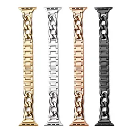 Bpple Watch Band için uygun elmas çivili tek sıra denim zincir çelik kayışları katı çinko zlloy paslanmaz çelik iwatch bantları s272t