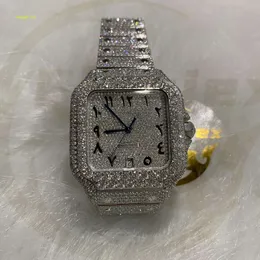 Fully Bust Down Iced Out Moissanite Automatic Watch Custom 41MM Stainless Steel Mechanical Studded Wrist Watch