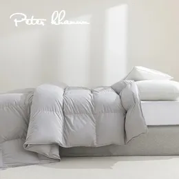 Comforters sätter Peter Khanun gåsfjädrar ner Compforter vinter tjockt kåpan insatta hela säsongen vit filt 100% bomullsskydd 028 231215