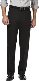 Haggar Мужские повседневные брюки премиум-класса без железа цвета хаки с плоской передней частью классического кроя (обычные и большие размеры для высоких)