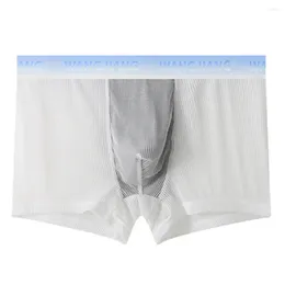 Mutande da uomo biancheria intima sexy boxer senza cuciture pantaloncini di seta ghiacciata comfort mutandine sottili custodia trasparente attraverso mutandine traspiranti