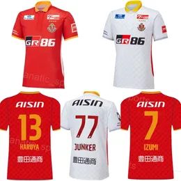 Men Nagoya Grampus Club Team 7 IZUMI Soccer Jersey 14 MORISHIMA 2 NOGAMI 17 MORISHITA 15 INAGAKI 13 FUJII 77 JUNKER 18 MAGAI Red White Football Shirt Kits Custom 23/24