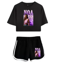 Sommer Damen Sets Sänger Noa Kirel Merch Kurzarm Crop Top + Shorts Trainingsanzüge Frauen Trainingsanzüge Zweiteilige Outfits