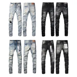 Звездные джинсы Men Men Purple Jeans Designer Y2K Mens Jeans Hombre огорченные мешковаты