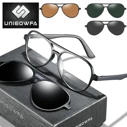 Montature per occhiali da sole alla moda Clip magnetica per aviazione su montature per occhiali da uomo Miopia ottica Occhiali da vista Montatura per occhiali da vista con clip magnetica polarizzata su occhiali da sole 231215