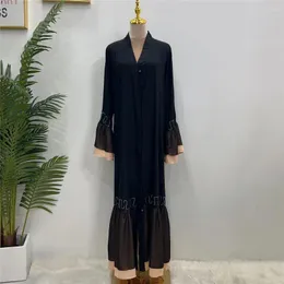 ملابس عرقية مفتوحة Abaya الدانتيل المسلمين النساء منذ فترة طويلة الفستان Maxi Turke