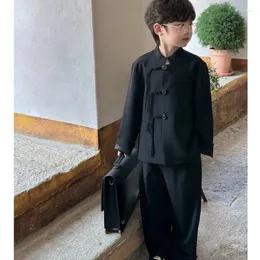 Set di abbigliamento Completo da ragazzo Autunno in stile nazionale retrò per bambini Bellissimo set cinese in due pezzi