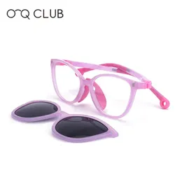 أزياء النظارات الشمسية إطارات O-Q Club Kids Girls Girls Cat Eye Fashion Girls Sunglasses Clists Magnetic Clip On UV400 Eyeglasses Frames 19977 231215