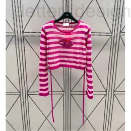 T-shirt da donna di design di lussoNuovo pullover con protezione solare in maglia con classico centro cavo e design con coulisse su entrambi i lati per elasticità IF3G