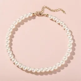 Pearl Necklace Choker Plain Simple Elegant Thickness 0 6 cm and 0 8 cm simple temperament fashion small fresh259Q