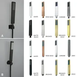 Banyo duş başlıkları krom altın gri gül siyah beyaz fırçalanmış pirinç kafa su tasarrufu banyo eli tutulan duş başlığı 231216