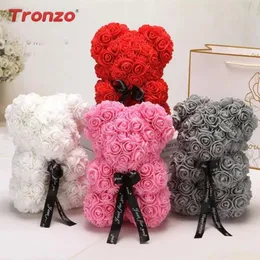 Decorative Flowers & Wreaths Drop Teddy Bear Rose Flower 25cm Artificial Soap Foam Of Roses Year Gifts For Women Valentines Gift W240J