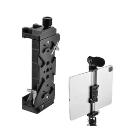 İPad/iPhone tablet için tripod montaj metal tutucusu tripod montaj kelepçe adaptörü w soğuk ayakkabı arca swiss qr plaka 1/4 '' vidalı delik