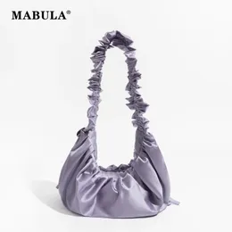 Evening Bags MABULA Luxury Satin Women s Crossbody Purse Pleated Design Trend Shoulder Hobo Bag Elegant Lady Sling Cross Daily Pouch 231216