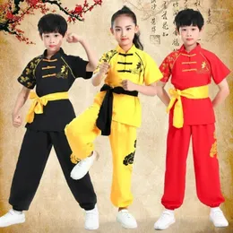 ارتداء المرحلة الأطفال الصينية التقليدية ووشو الملابس مجموعة الأطفال أداء الفنون القتالية زي تاي تشي زي