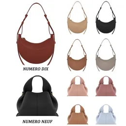 Luxo Numero Dix Neuf Half Moon Sac Cyme Bag Strap Womens Mens Designer Half Moon Bolsas De Ombro Moda Bolsa De Couro Cross Body Bag White Cloud Clutch Tote