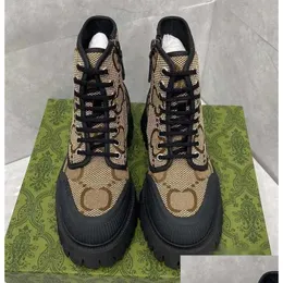 Botlar Yüksek Kaliteli Erkekler Kadın Tasarımcı Yarım Boot Klasik Stil Gerçek Deri Ayakkabı Moda Ayakkabı Kış Sonbahar Kar Naylon Tuval Ayak Bileği Dr Dhyim