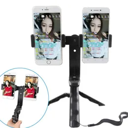 Acessórios de mesa selfie mini tripé com 2 clipes suporte de montagem para telefones celulares suporte suporte para vídeo ao vivo blogger vlog