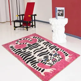 Tapete leopardo em forma de quarto infantil tapetes decoração de casa luz luxo moda minimalista bonito dos desenhos animados ig macio cabeceira poliéster tapetes 231215