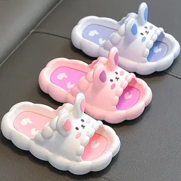 Slipper Summer Chill Slippers Cartoon fofos Slippers 3D-Rabbits respiráveis ​​que não deslizam banheiro de banheiro macio para meninas 231216