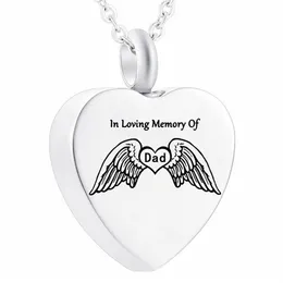 In Memory Of Dad Type Angel Wings Ashes Jewelry Necklace Cremation Pendant with Pretty Package Bag248V