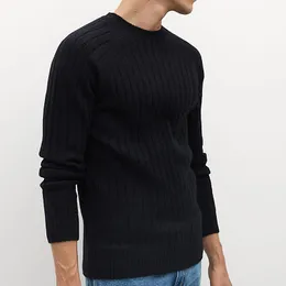 Мужские свитера из мягкой мериносовой шерсти, свитер с круглым вырезом с термострочкой 231216